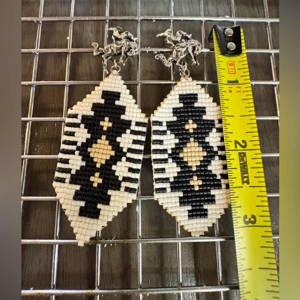 Bucking Bronc and Hand beaded southwestern earrings